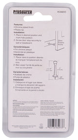 ProSource CL-208C-CH-PS Heavy-Duty Rigid Door Stop, 1 in Dia Base, 3 in Projection, Die-Cast Zinc & Plastic, Chrome