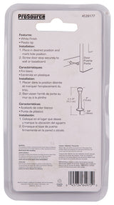 ProSource CL-208C-WH-PS Heavy-Duty Rigid Door Stop, 1 in Dia Base, 3 in Projection, Die-Cast Zinc & Plastic, White