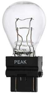 Peak 3157LL-BPP Miniature Automotive Bulb, 400 Lumens, 12.8 V, 27 W, Incandescent Lamp, Wedge, Clear