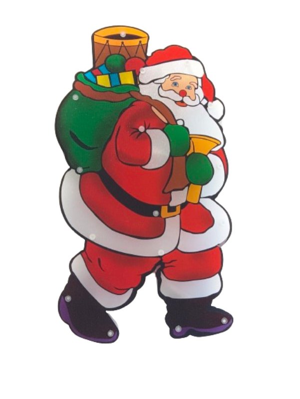 Santas Forest 60973 Santa, 10 in W, Plastic, Colorful, Mini Bulb, Internal Light, Pack of 12