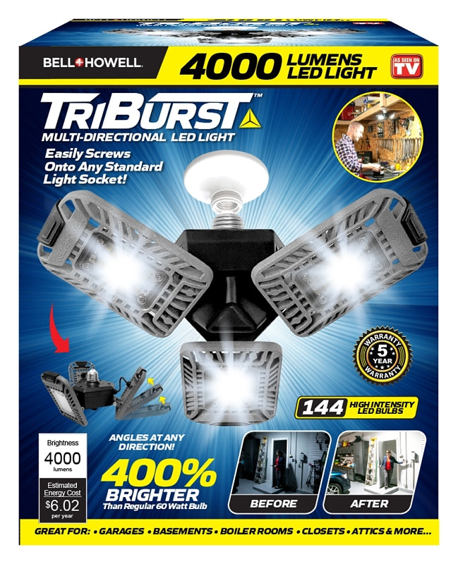 Bell+Howell TriBurst Series 7090 High-Intensity Light, LED Lamp, 4000 Lumens Lumens, 6500 K Color Temp, Aluminum Fixture