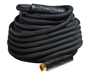 HydroSteel Pro 8586 Water Hose with Brass Nozzle, 3/8 in, 50 ft L, Rubber/Vinyl, Black