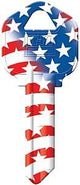 Hy-Ko 16010KW1FLAG Key Blank, Flag, Solid Brass, Painted, For: Kwikset KW1, Titan KW10 Keyways, Pack of 10