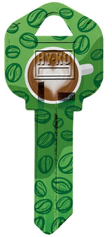 Hy-Ko 16010KW1-38 Key Blank, Coffee Cup/Beans, Brass, Nickel-Plated, For: Kwikset KW1 Keyways, KW1 Key Number, Pack of 10