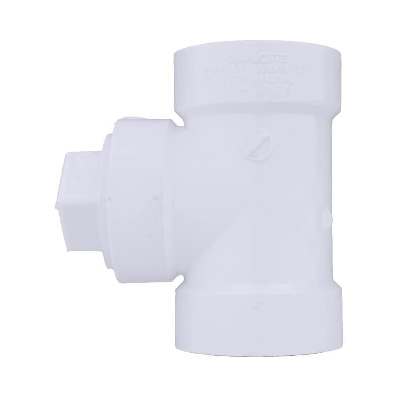 Charlotte Pipe 2 in. Hub X 2 in. D Hub PVC Cleanout Tee 1 pk
