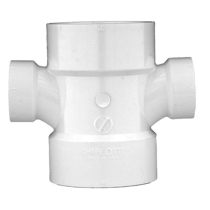Charlotte Pipe Schedule 40 2 in. Hub X 2 in. D Hub PVC Sanitary Tee 1 pk