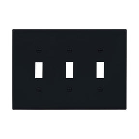 Eaton Cooper Wiring PJ3BK Wallplate, 0.08 in L, 8.56 in W, 3 -Gang, Polycarbonate, Black, Pack of 15