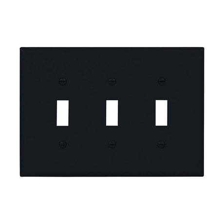 Eaton Cooper Wiring PJ3BK Wallplate, 0.08 in L, 8.56 in W, 3 -Gang, Polycarbonate, Black, Pack of 15