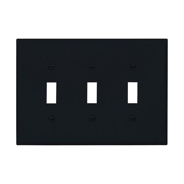 Eaton Cooper Wiring PJ3BK Wallplate, 0.08 in L, 8.56 in W, 3 -Gang, Polycarbonate, Black, Pack of 15