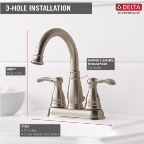 Delta Porter Brushed Nickel Traditional Bathroom Faucet 4 in.