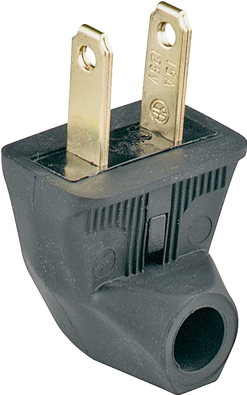 Eaton Wiring Devices BP84BK-SP Electrical Plug, Angled, Side Outlet, 21/64 in, 2-Pole, 15 A, 125 V, NEMA: NEMA 1-15