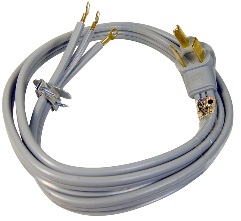 PowerZone ORD100306 Power Supply Dryer Cord, 10 AWG Cable, 6 ft L, 250 V, Gray