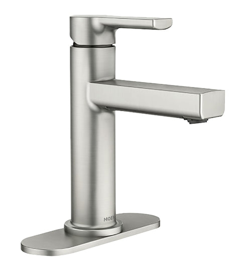 Moen Rinza Series 84627SRN Bathroom Faucet, 1.2 gpm, 1-Faucet Handle, 1-Faucet Hole, Metal, Brushed Nickel