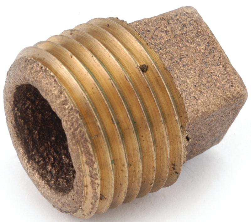 Anderson Metals 738109-08 Pipe Plug, 1/2 in, MPT, Cored Square Head, Brass