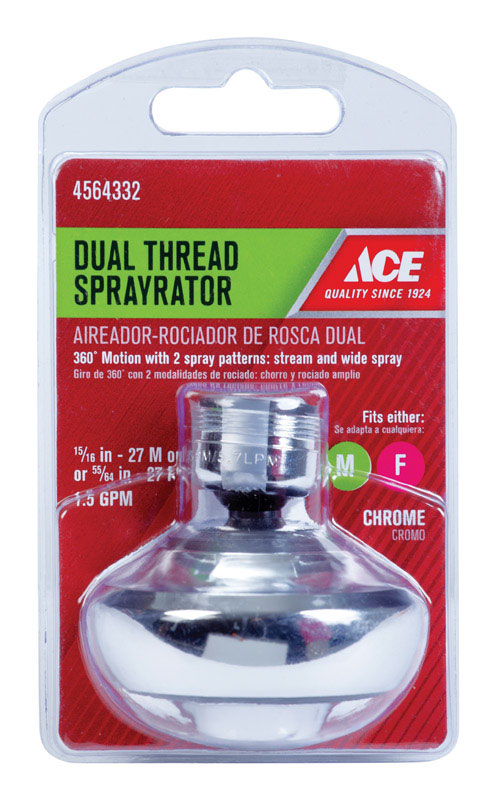 Ace Dual Thread 15/16 in.- 27M x 55/64 in.-27F Chrome Swivel Sprayrato ...