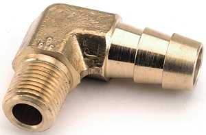 Anderson Metals 129E Series 757020-0604 Hose Elbow, 3/8 in, Barb, 1/4 in, MPT, Brass, Pack of 5