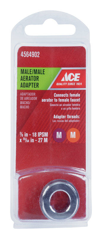 Ace Male Thread 3/8 in.-18 IPS x Male 55/64 in.-27 Chrome Aerator Adapter