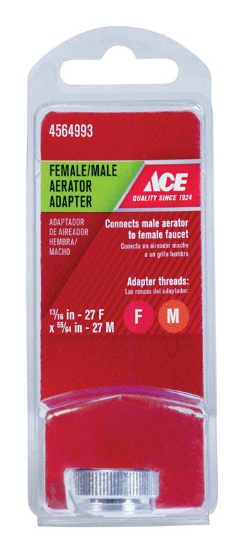 Ace Female Thread 13/16 in.-27 x Male 55/64 in.-27 Chrome Aerator Adapter