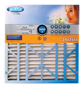 BestAir 24 in. W X 25 in. H X 5 in. 13 MERV Pleated Air Filter 1 pk, Pack of 2