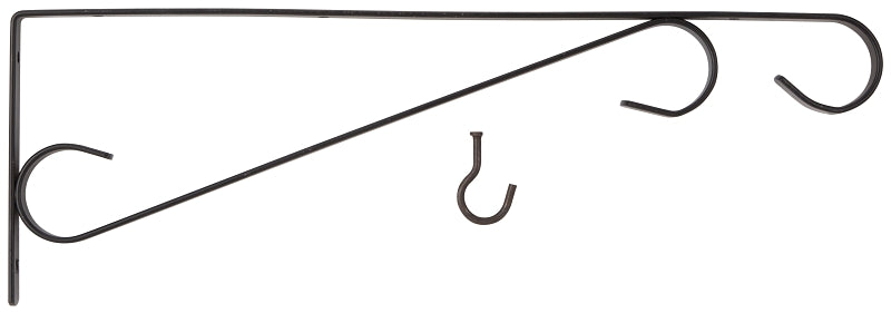 Landscapers Select GB0283L Hanging Plant Bracket, 15-1/2 in L, Steel, Black, Black, Wall