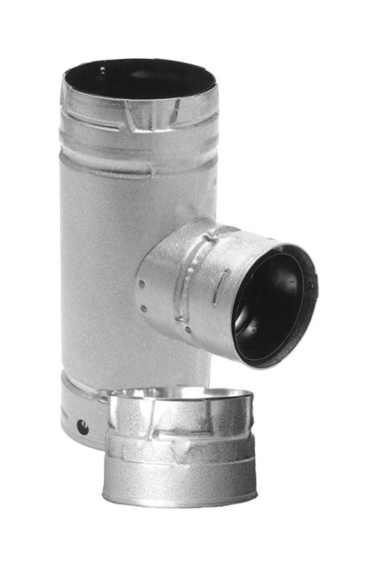 DuraVent 4 in. X 3 in. X 4 in. Galvanized Steel Tee with Clean-Out Cap, Pack of 2