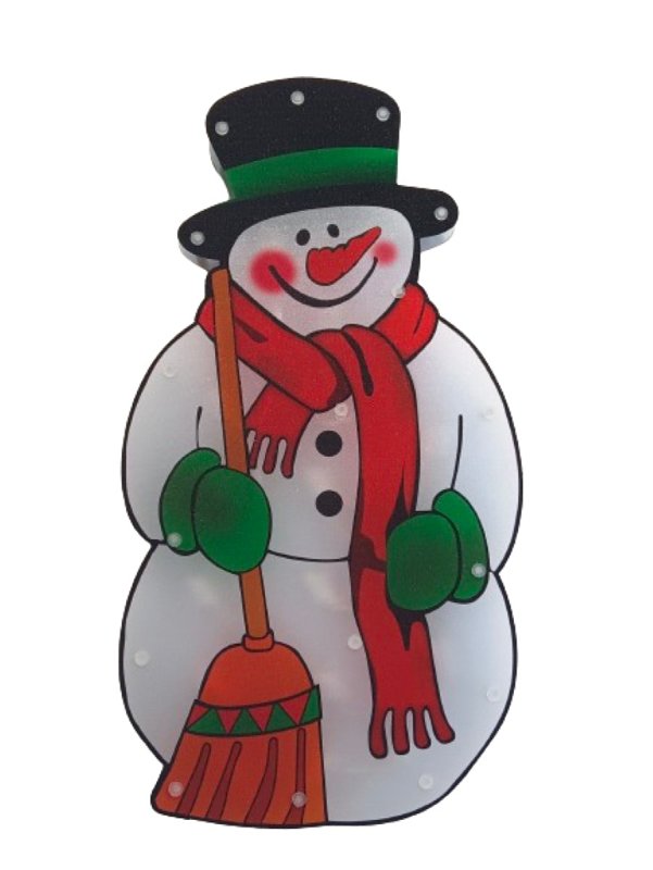 Santas Forest 60975 Snowman, 10 in W, Plastic, Colorful, Mini Bulb, Internal Light, Pack of 12