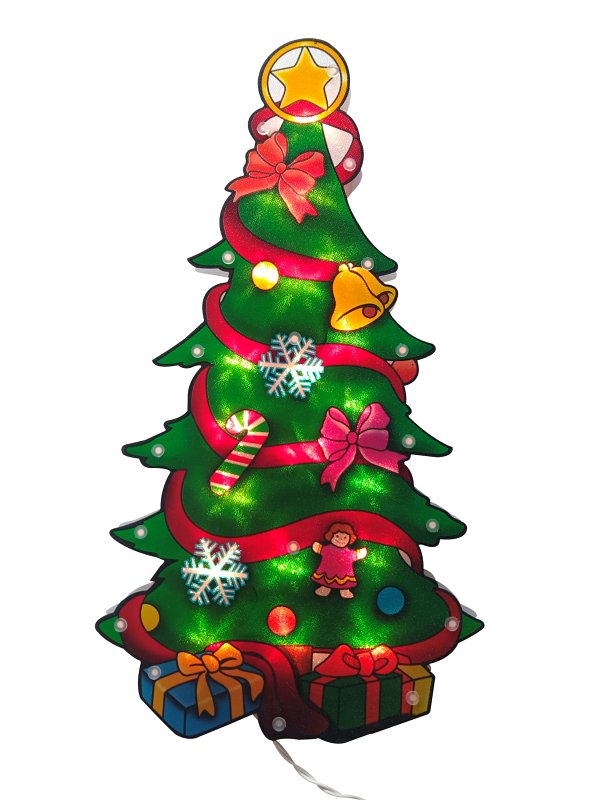 Santas Forest 60981 Christmas Trees, 9 in W, Plastic, Colorful, Mini Bulb, Internal Light, Pack of 12