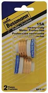 Bussmann BP/T-15 Plug Fuse, 15 A, 125 V, 10 kA Interrupt, Plastic Body, Time Delay Fuse, Low Voltage