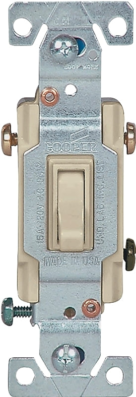 Eaton Wiring Devices 1303-7V Series Toggle Switch, Ivory, 15 A, Wall Mount, Polycarbonate Housing Material