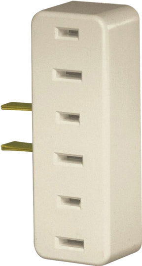 Leviton 001-00065-00I Triple Tap Outlet Adapter, 2-Pole, 15 A, 125 V, 3-Outlet, NEMA: NEMA 1-15R, Ivory