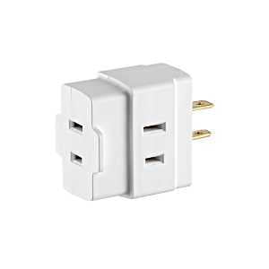 Leviton 002-00531-00W Triple Tap Outlet Adapter, 2-Pole, 15 A, 125 V, 3-Outlet, White