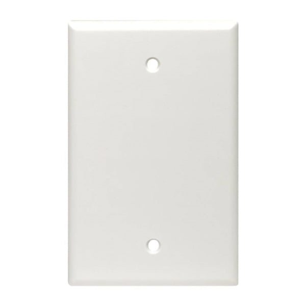 Leviton 80514-W Blank Wallplate, 3-1/8 in L, 4-7/8 in W, 1/4 in Thick, 1 -Gang, Plastic, White, Box Mounting