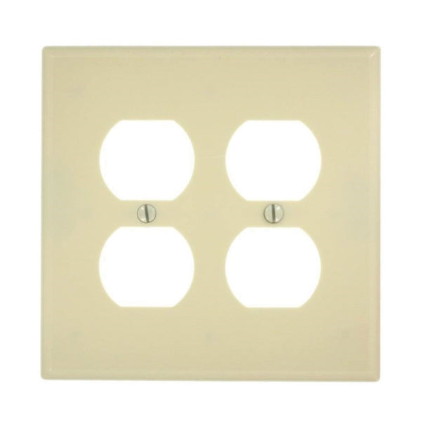 Leviton 80516-I Receptacle Wallplate, 4-7/8 in L, 4.94 in W, Midway, 2 -Gang, Plastic, Ivory, Surface Mounting