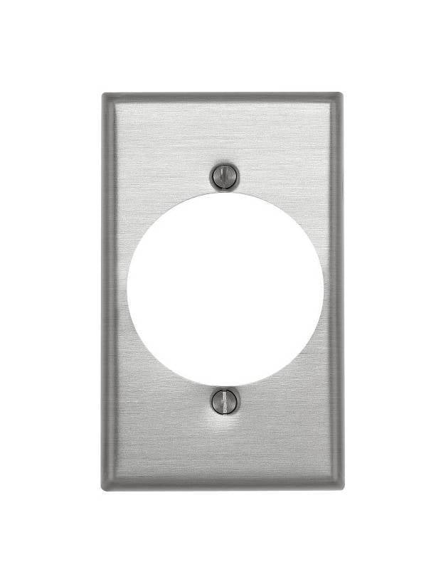Leviton 83028 Wallplate, 4-1/2 in L, 2-3/4 in W, 1-Gang, Aluminum, Silver, Satin, Flush Mounting