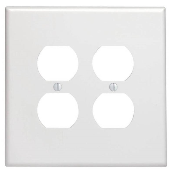 Leviton 88116 Receptacle Wallplate, 5-1/4 in L, 5.31 in W, Oversized, 2 -Gang, Plastic, White, Surface Mounting