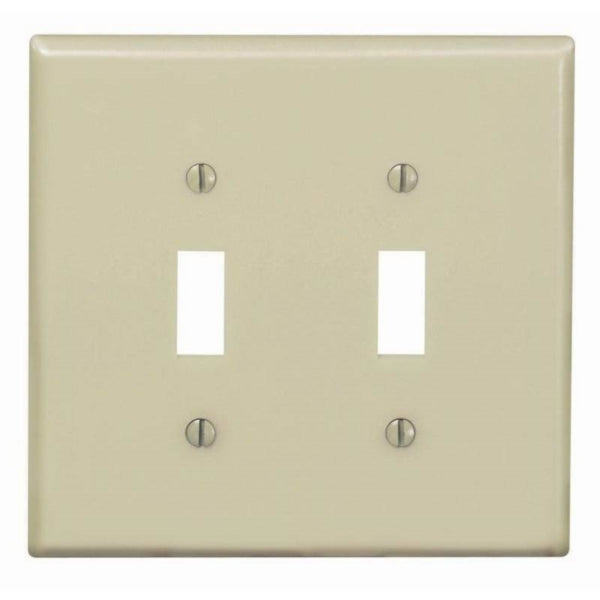 Leviton PJ2-I Wallplate, 4-7/8 in L, 4.94 in W, 2 -Gang, Nylon, Ivory