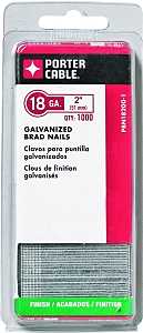 Porter-Cable PBN18200-1 Series Nail, Glue Collation, 2 in L, 18 ga Gauge, Steel, Galvanized, Brad Head, 1000/PK