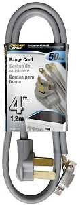 PowerZone ORR628104 Power Supply Range Cord, 6 8 AWG Cable, 4 ft L, 50 A, 250 V, Gray