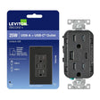 Leviton T5633-R05-0BE Outlet with USB Port, 15 A, 125 V, 2-USB Port, Type A, C USB, NEMA: NEMA 5, Black