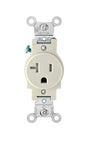 Leviton R56-T5020-0TS Single Outlet, 2 -Pole, 125 V, 20 A, Back and Side Wiring, NEMA: NEMA 5-20R, Light Almond