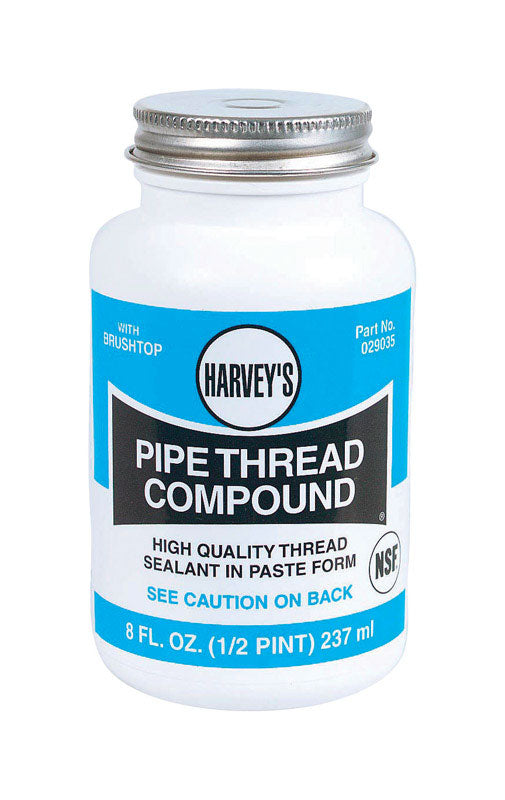 Harvey 029035 Pipe Thread Compound, 8 fl-oz Jar, Thick Paste, Gray