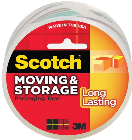 Scotch 3650 Series Packaging Tape, Acrylic Adhesive, 54.6 yd L, Clear, 1.88 in W, Polypropylene Backing