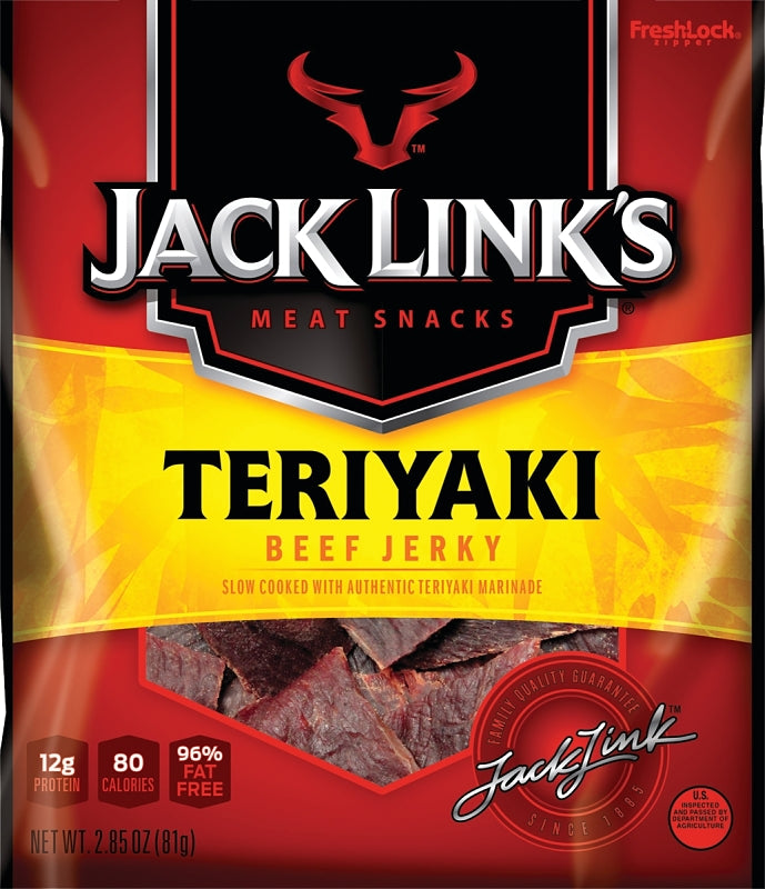 Jack Link's 10000008447 Snack, Jerky, Teriyaki, 2.85 oz, Pack of 8