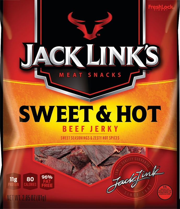 Jack Link's 10000007616 Snack, Jerky, Sweet, Hot, 2.85 oz, Pack of 8