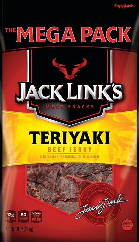 Jack Link's 10000008407 Snack, Jerky, Teriyaki, 8 oz, Pack of 8