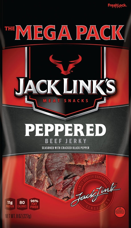 Jack Link's 10000008210 Snack, Jerky, Pepper, 8 oz, Pack of 8