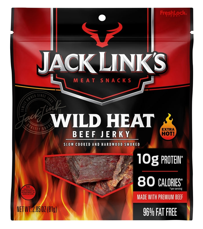 Jack Link's 10000029109 Snack, Jerky, Wild Heat, 2.85 oz, Pack of 8