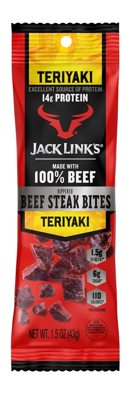 Jack Link's 10000025235 Beef Steak Bite, Teriyaki Flavor, 1.5 oz Pack Pack of 12