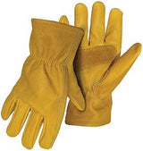 Boss B81252-L Gloves with Palm Patch, L, Keystone Thumb, Elastic Cuff, Leather, Tan