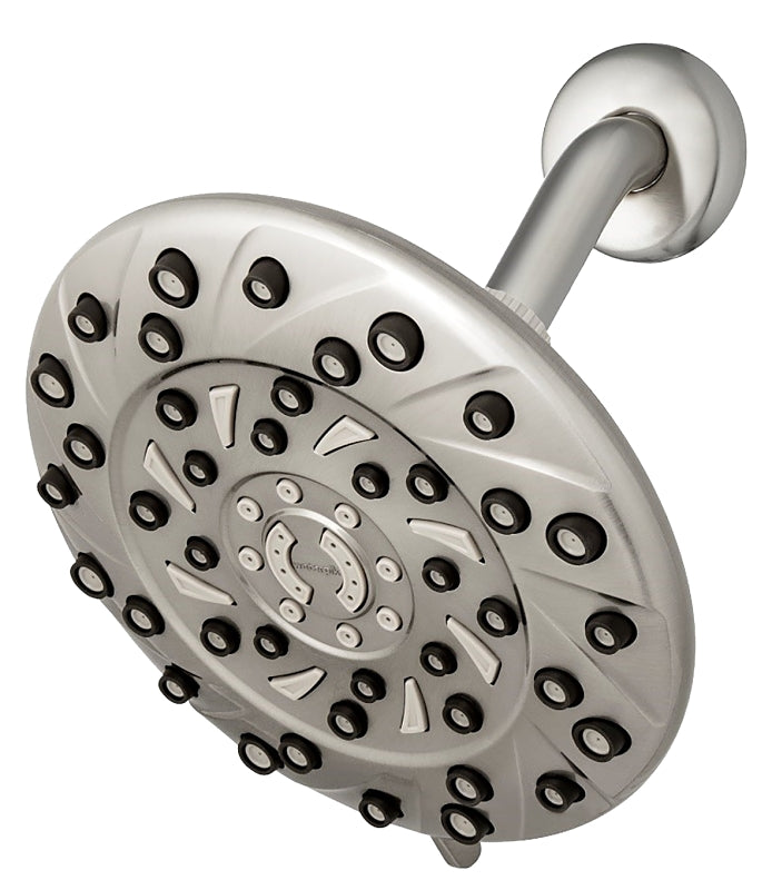 Waterpik RainFall+ Series XEM-639E Showerhead with PowerPulse Massage, 1.8 gpm, 6-Spray Function, Brushed Nickel
